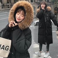 Vielleicht 2021 długi płaszcz zimowy kobiety z kapturem Parka puchowa damska nowa ciepła kurtka zimowa kobiety luźna duża kurtka z futrzanym kołnierzem płaszcz 3